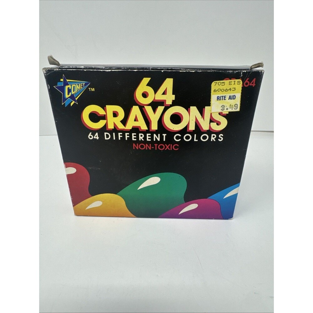 Vintage Comet Crayons 64 Colors Non-Toxic d-4236 NEW CRA64